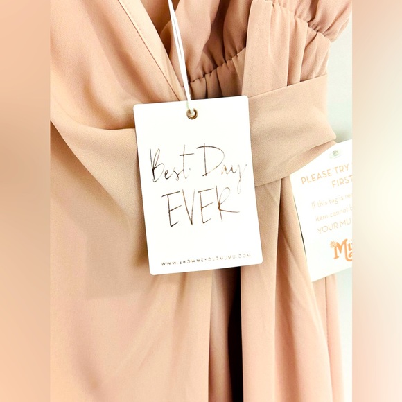 Show Me Your MuMu - Liz Maxi Dress Soft Beige Chiffon Mock Wrap Dress Sm… - Picture 8 of 10